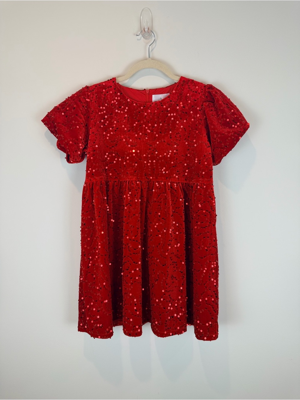 NWT Belle Cher Girls Red Sequin Velvet Party Dress size 10